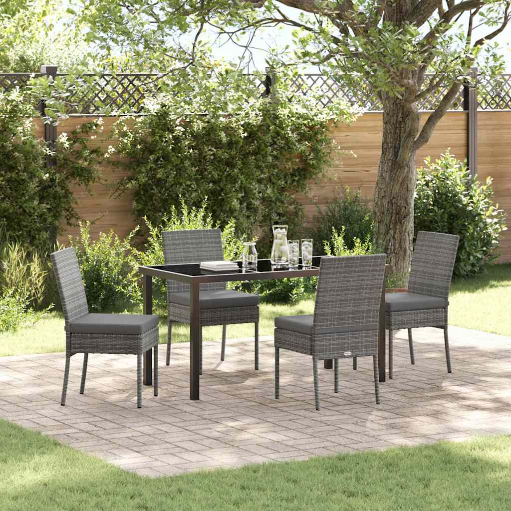 Garden Dining Set 5 pcs Grey Poly rattan