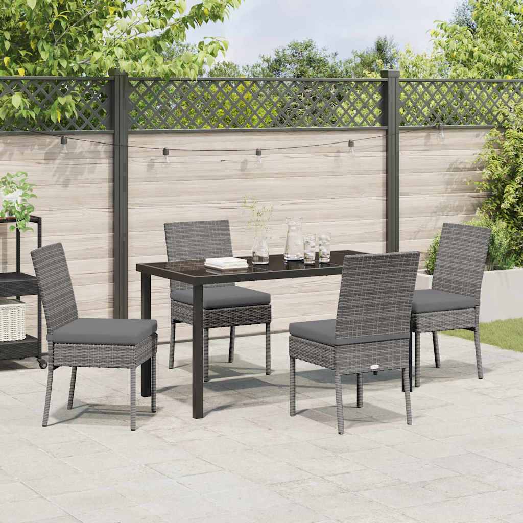 Garden Dining Set 5 pcs Grey Poly rattan