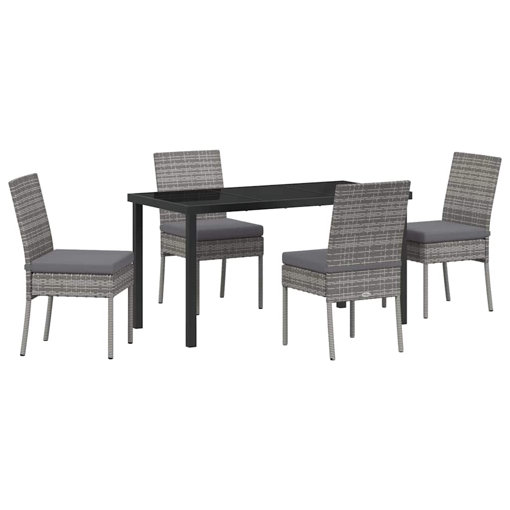 Garden Dining Set 5 pcs Grey Poly rattan
