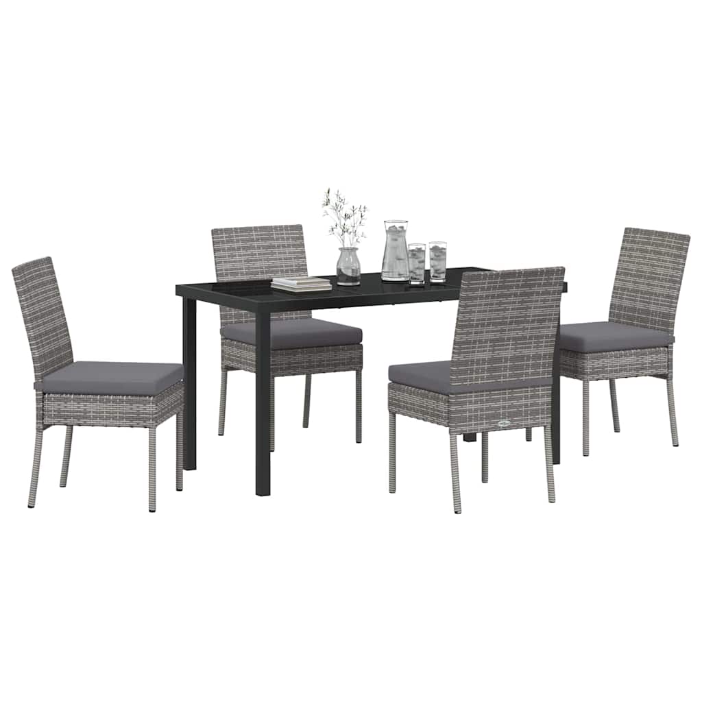 Garden Dining Set 5 pcs Grey Poly rattan