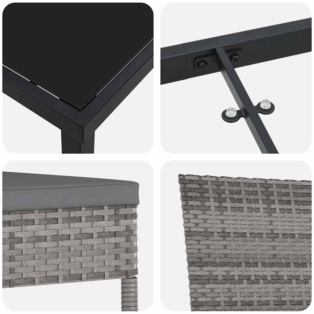 Garden Dining Set 5 pcs Grey Poly rattan