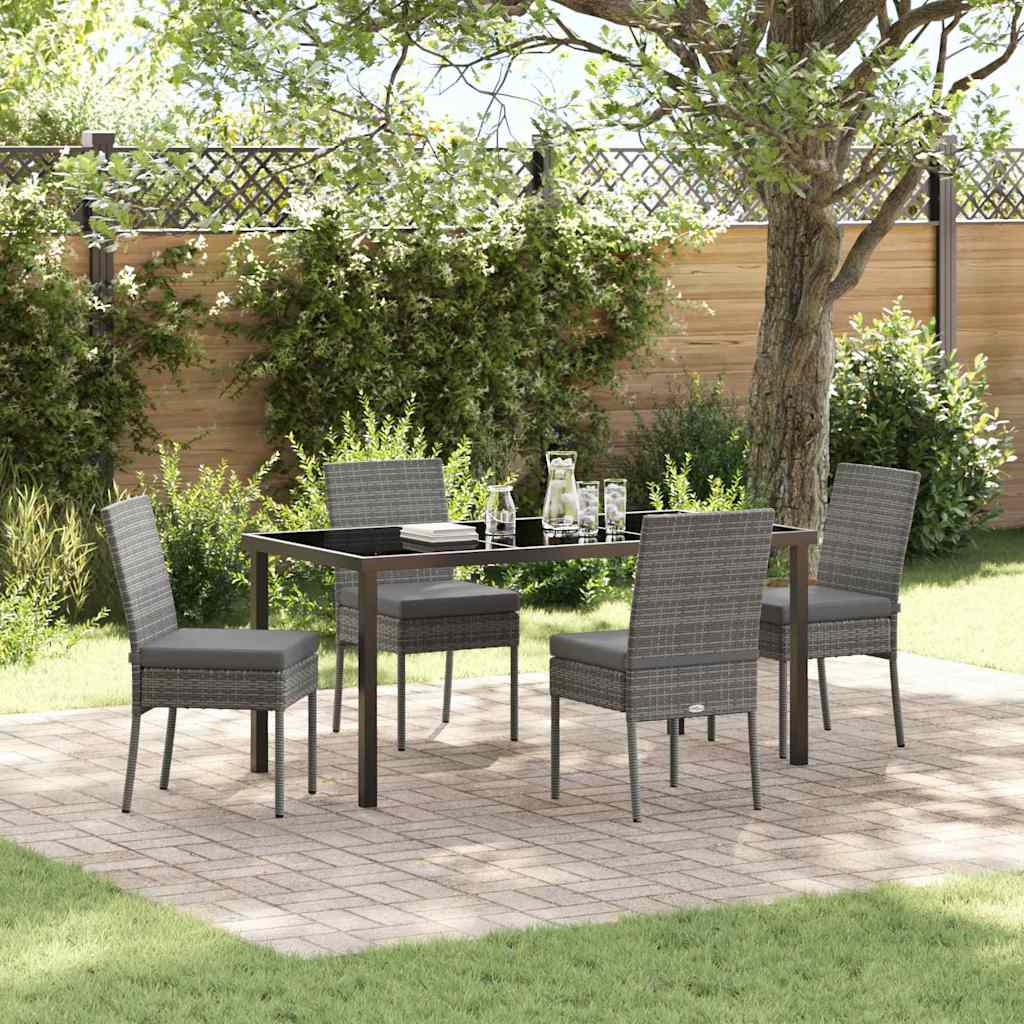 Garden Dining Set 5 pcs Grey Poly rattan