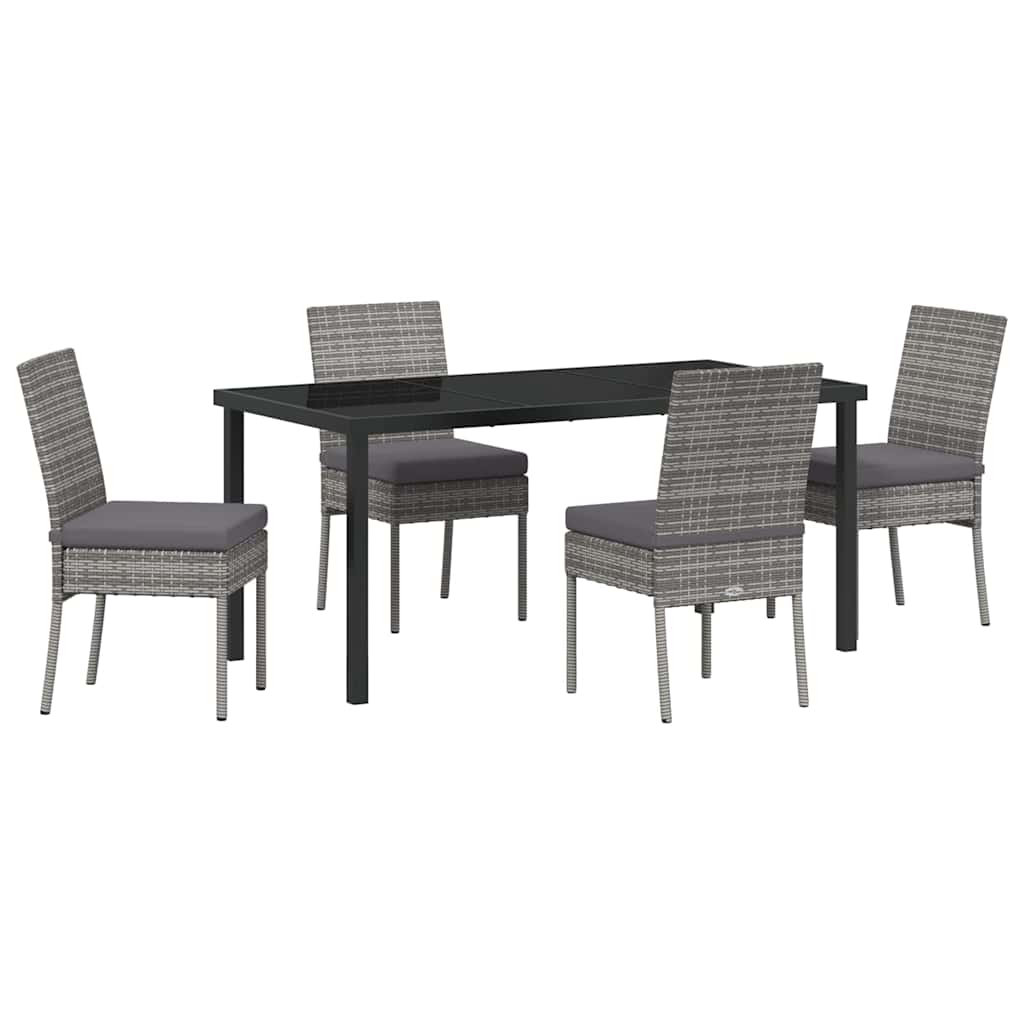 Garden Dining Set 5 pcs Grey Poly rattan