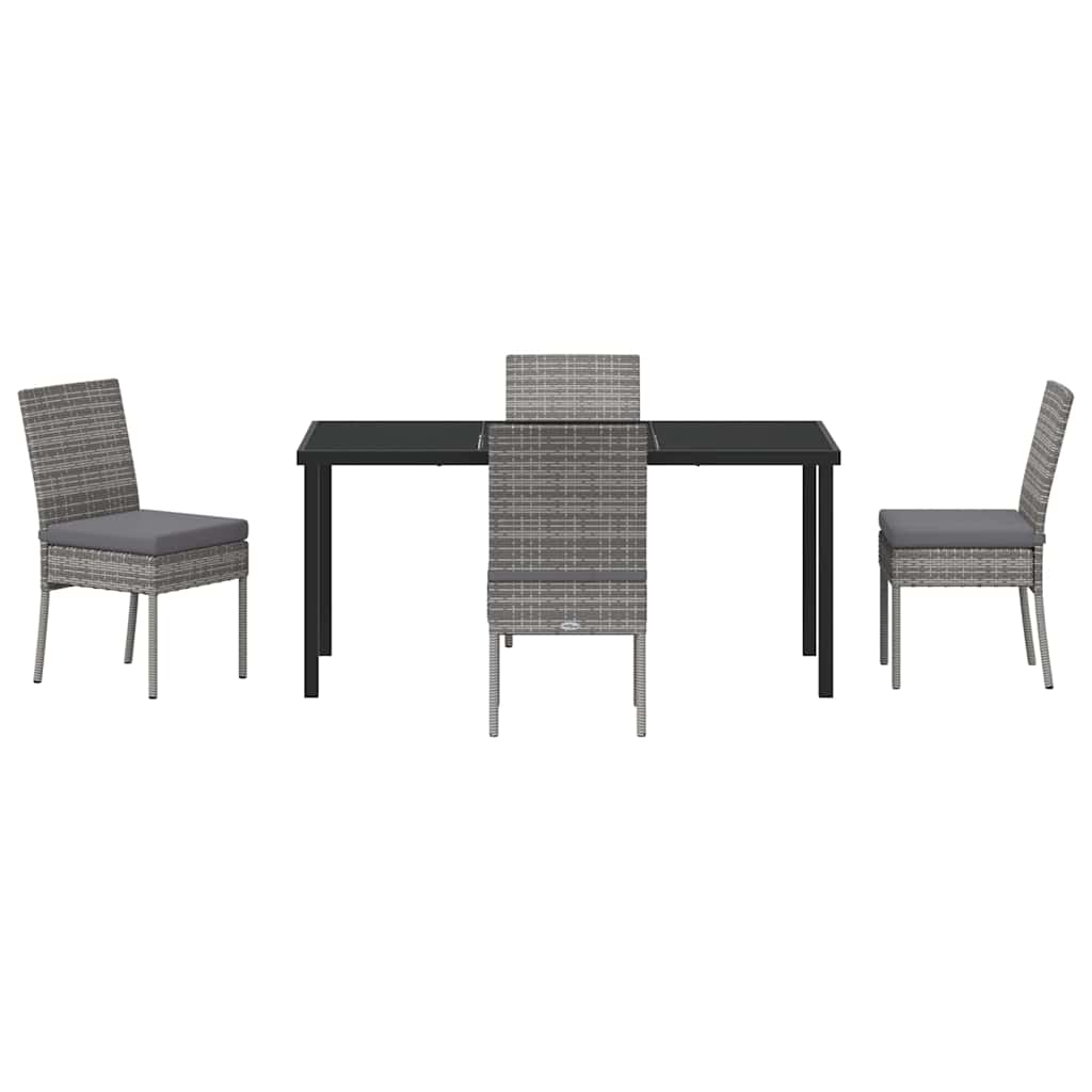 Garden Dining Set 5 pcs Grey Poly rattan