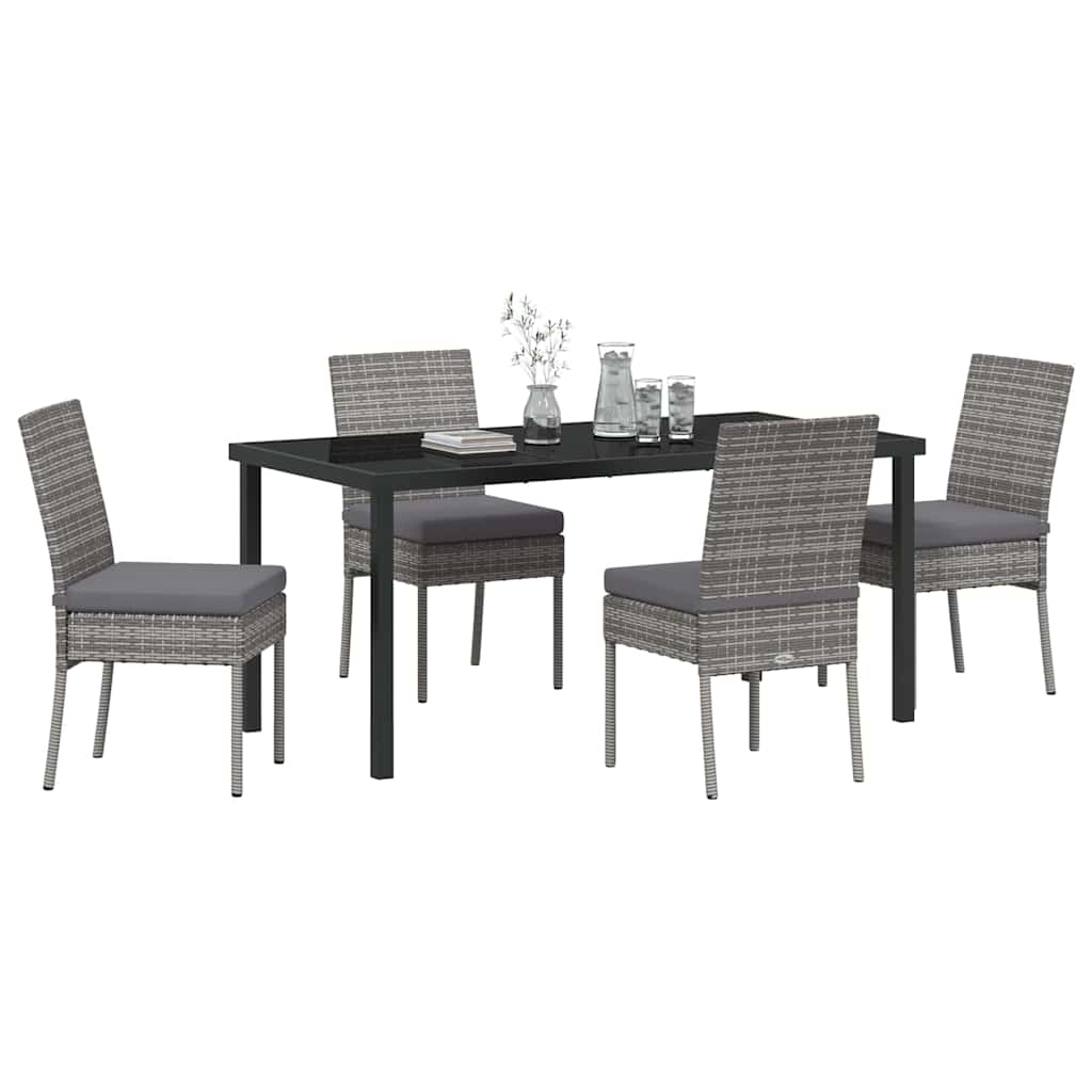 Garden Dining Set 5 pcs Grey Poly rattan