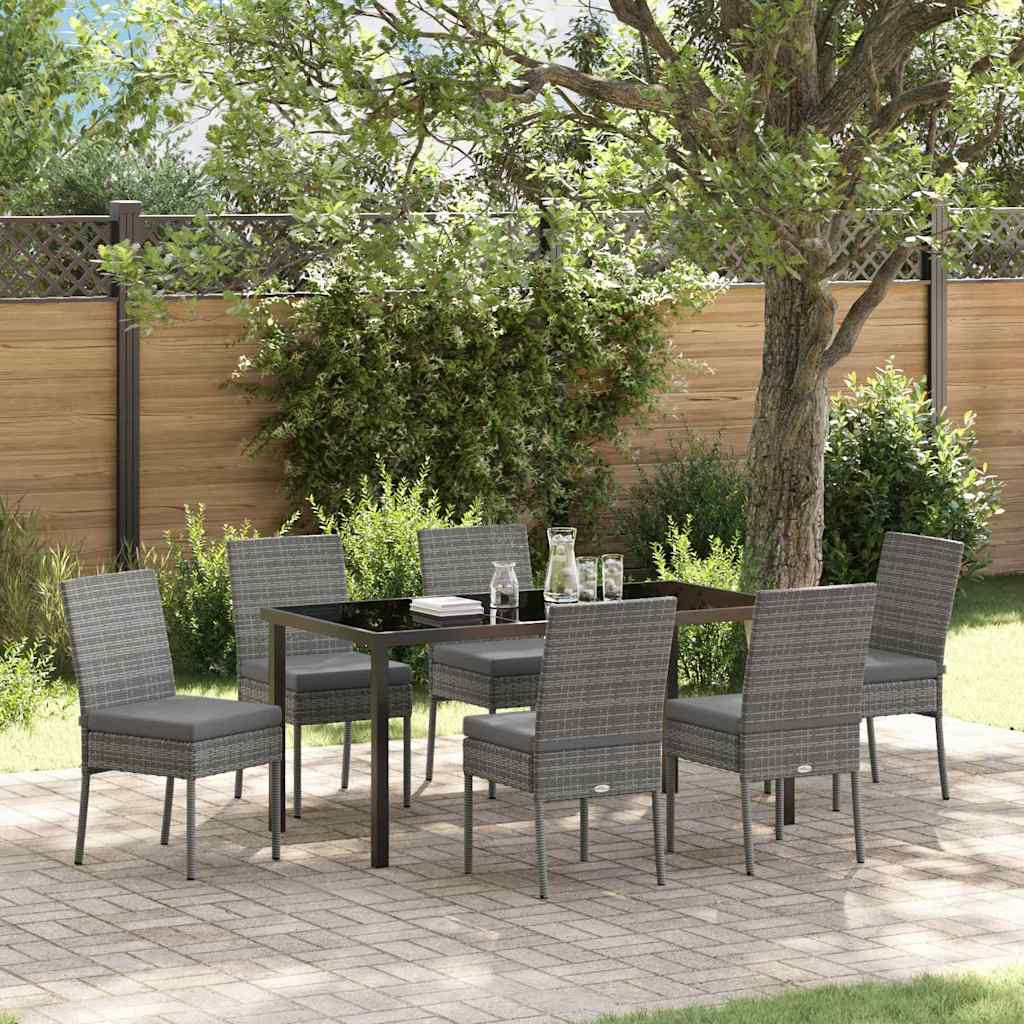 Garden Dining Set 7 pcs Grey Poly rattan