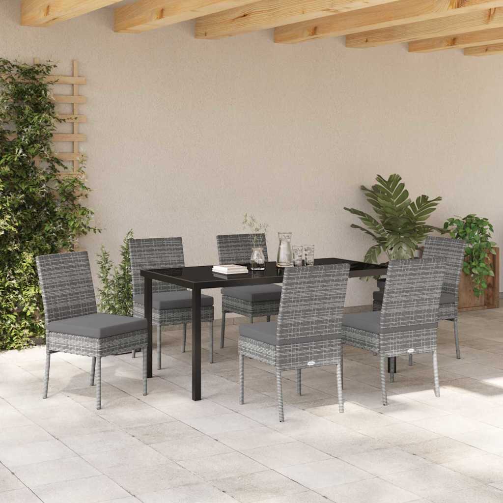 Garden Dining Set 7 pcs Grey Poly rattan