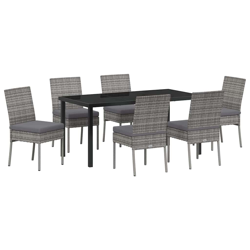 Garden Dining Set 7 pcs Grey Poly rattan