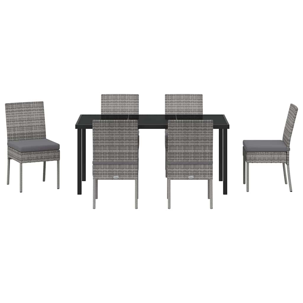 Garden Dining Set 7 pcs Grey Poly rattan