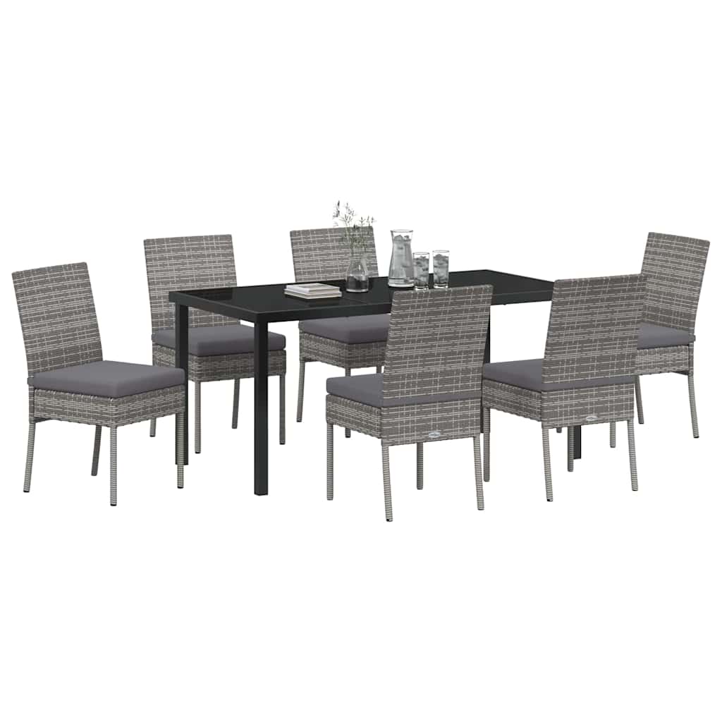 Garden Dining Set 7 pcs Grey Poly rattan