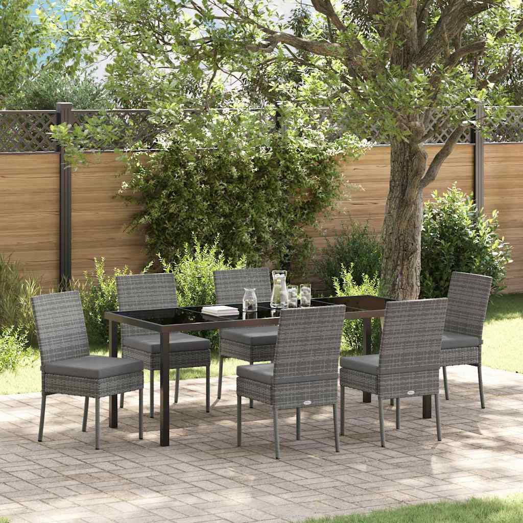 Garden Dining Set 7 pcs Grey Powder-Coated Steel