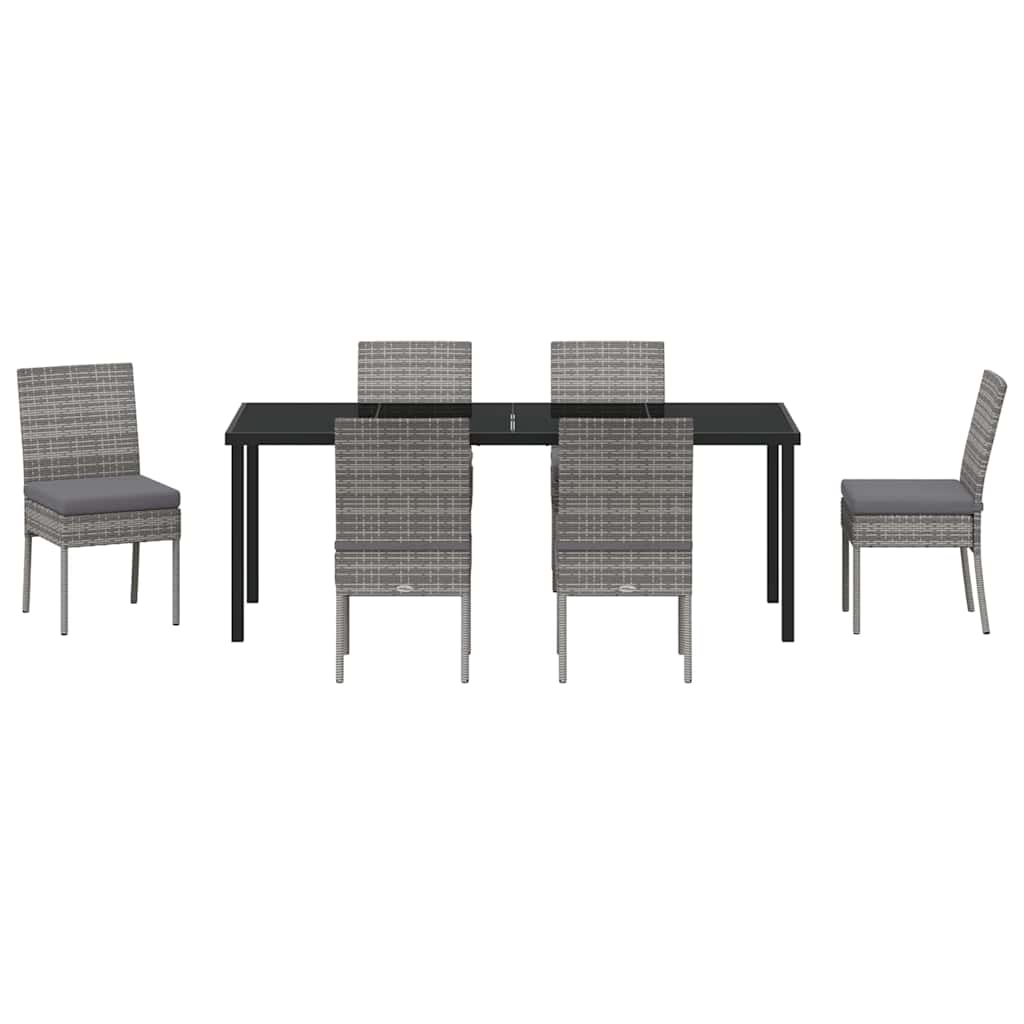 Garden Dining Set 7 pcs Grey Powder-Coated Steel