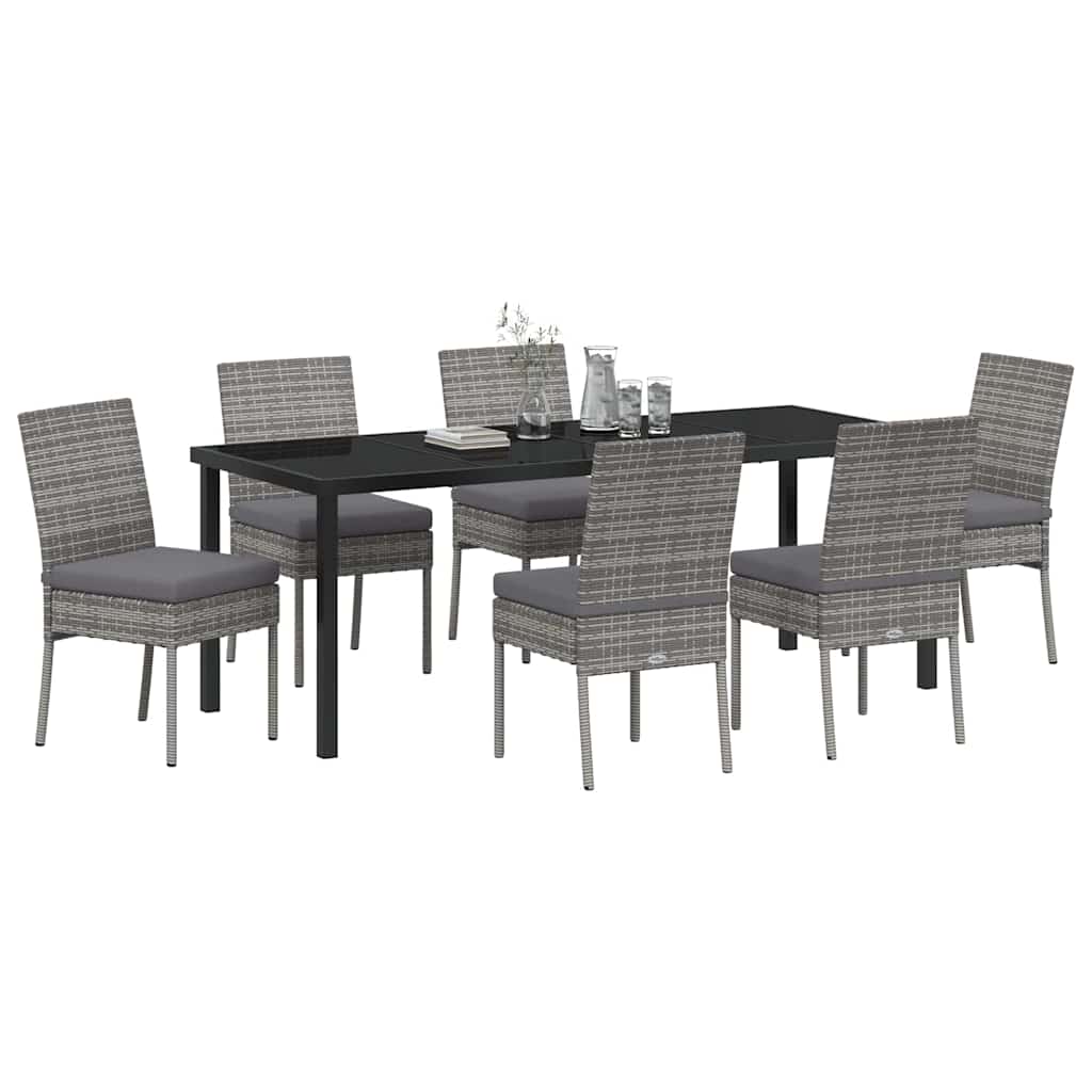 Garden Dining Set 7 pcs Grey Powder-Coated Steel