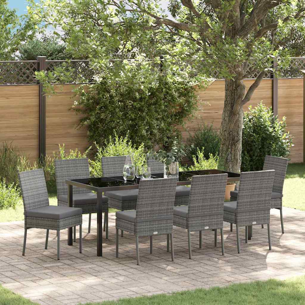 Garden Dining Set 9 pcs Grey Powder-Coated Steel