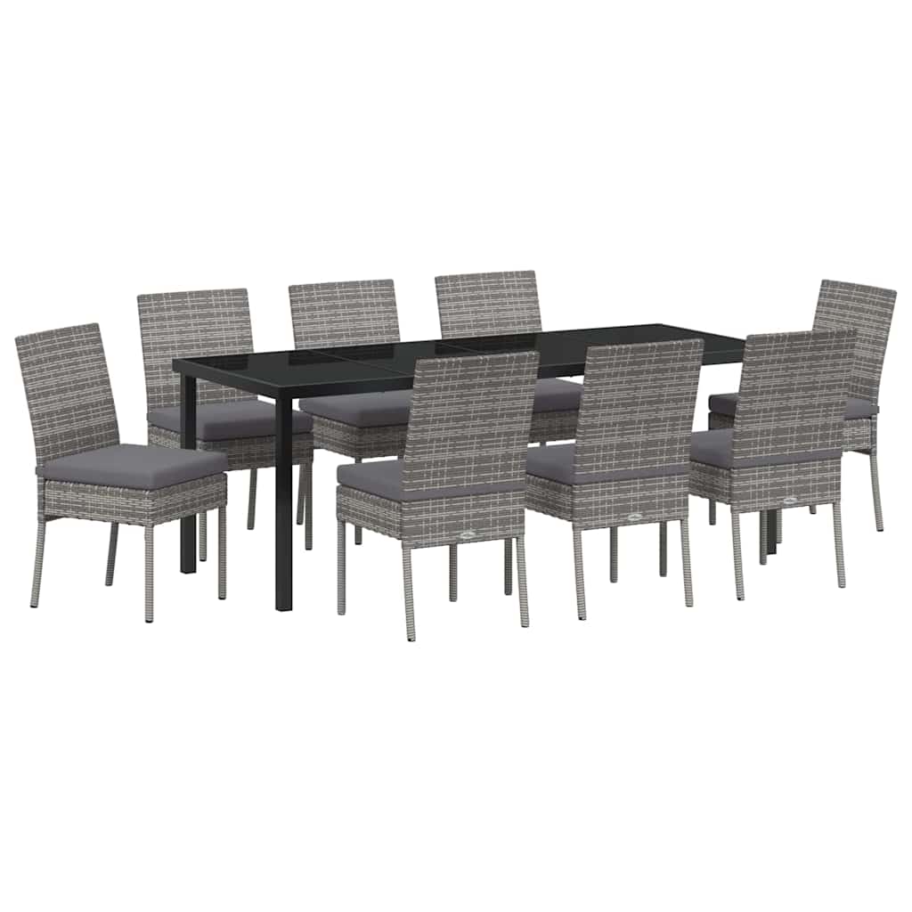 Garden Dining Set 9 pcs Grey Powder-Coated Steel