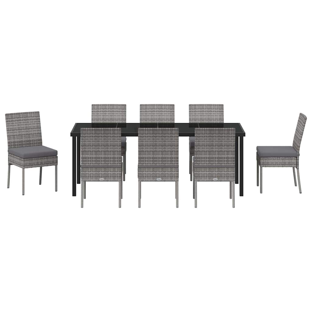 Garden Dining Set 9 pcs Grey Powder-Coated Steel