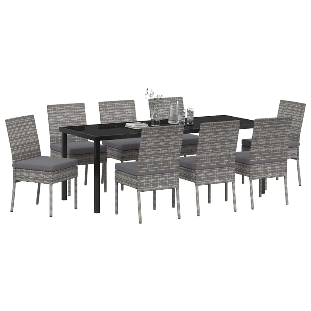 Garden Dining Set 9 pcs Grey Powder-Coated Steel