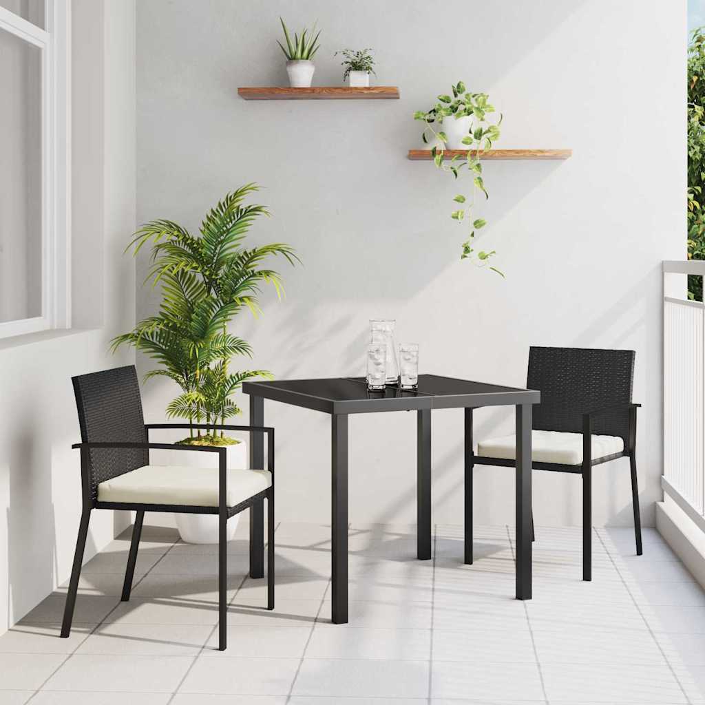 Garden Dining Set 3 pcs Black Poly rattan