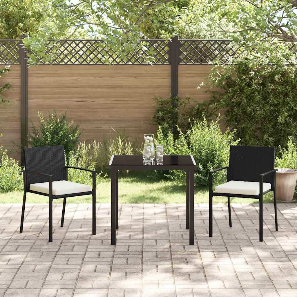 Garden Dining Set 3 pcs Black Poly rattan
