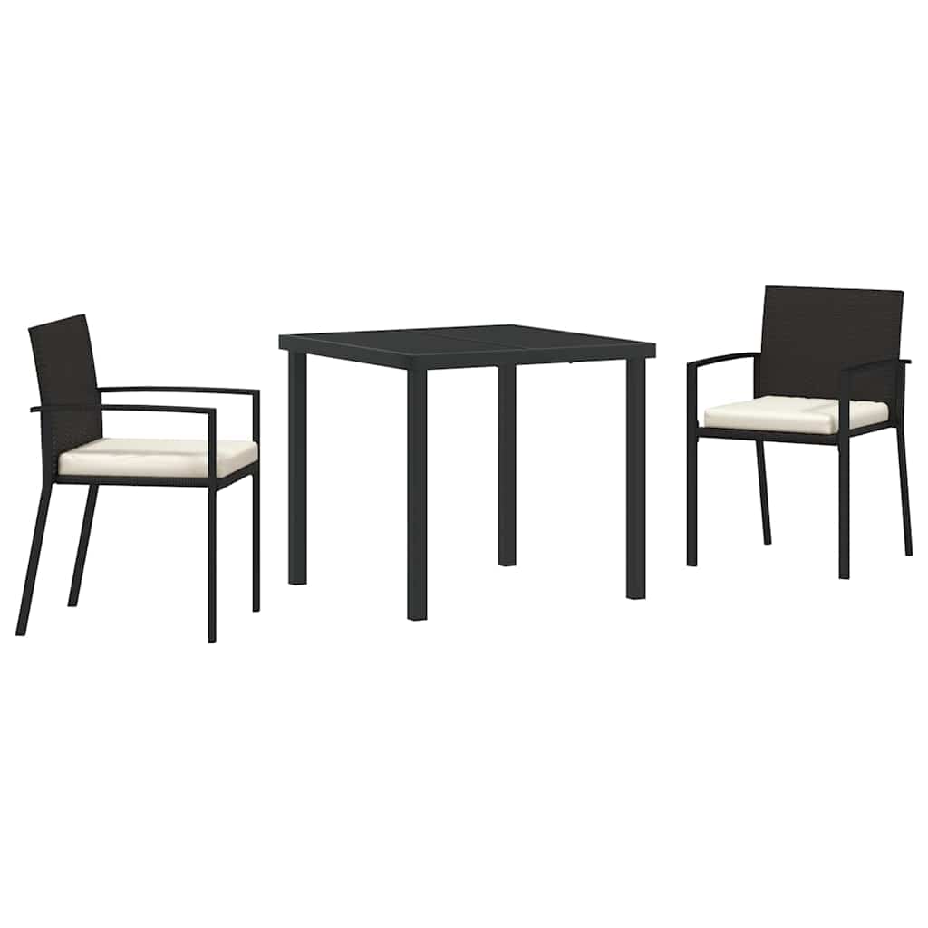 Garden Dining Set 3 pcs Black Poly rattan