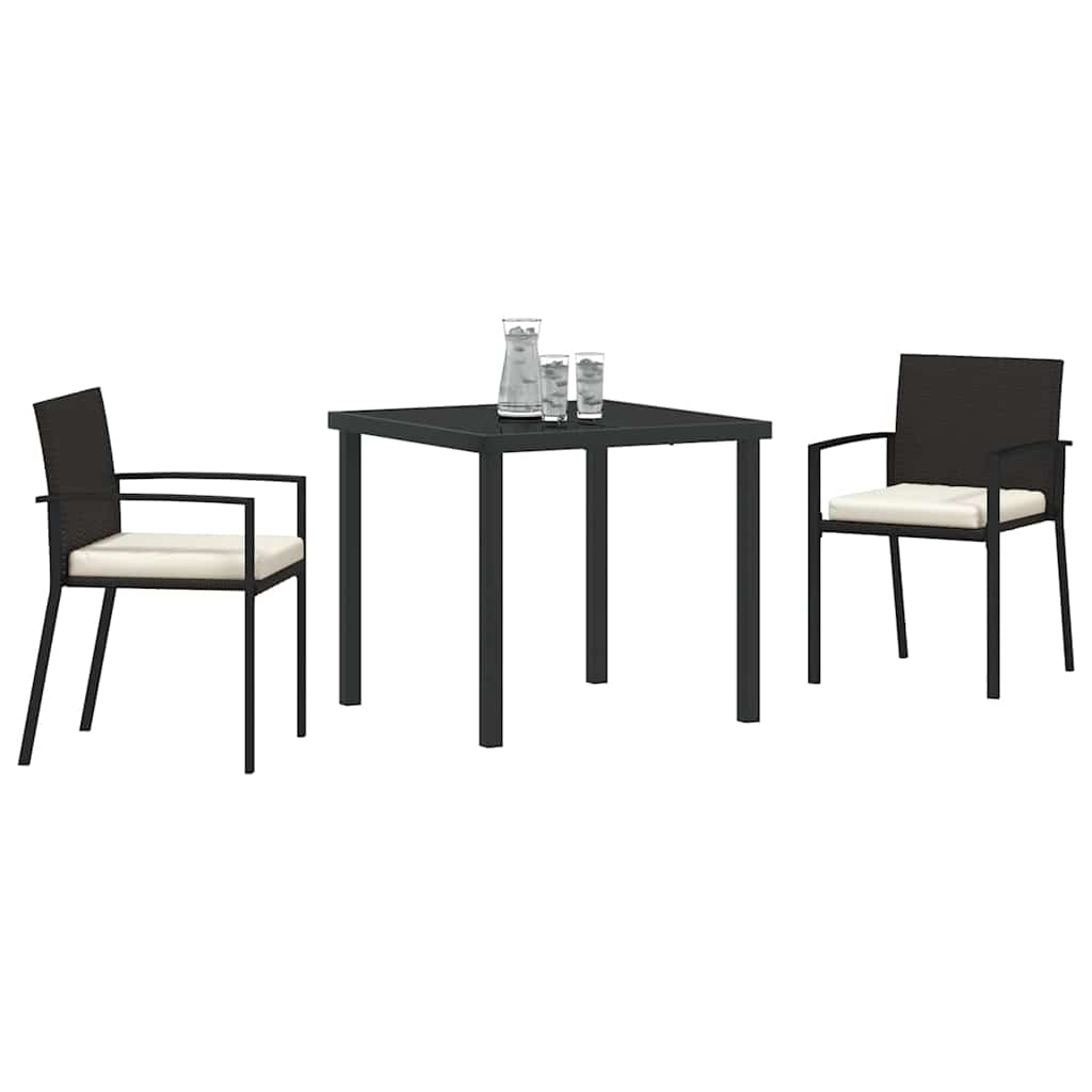 Garden Dining Set 3 pcs Black Poly rattan