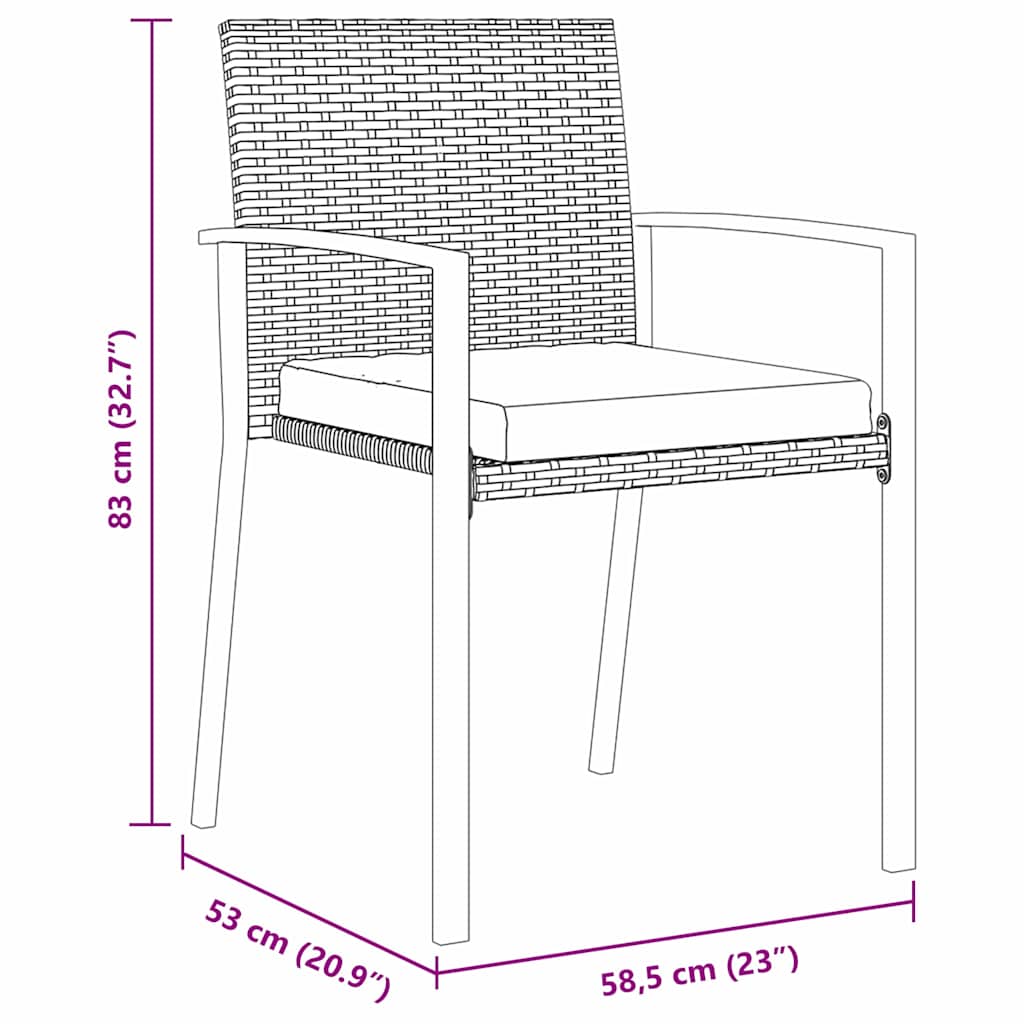 Garden Dining Set 3 pcs Black Poly rattan