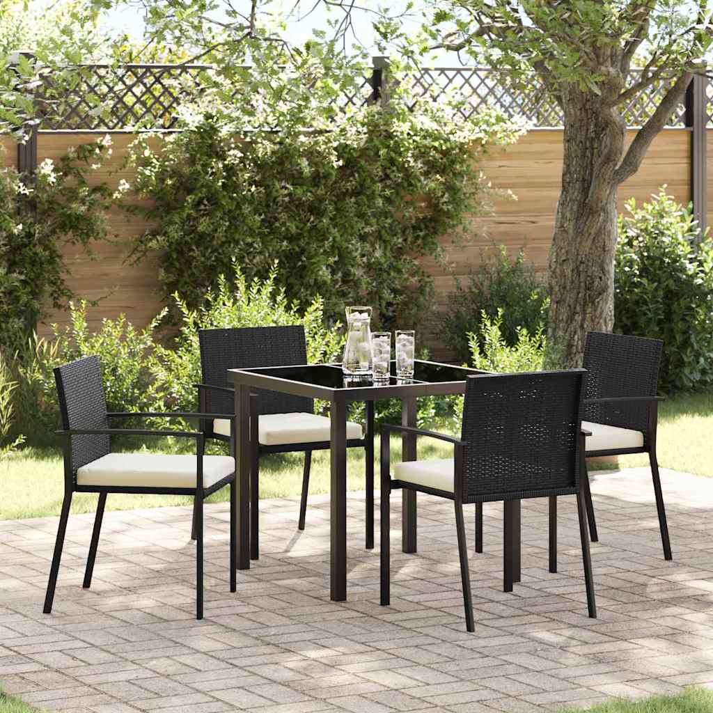 Garden Dining Set 5 pcs Black Poly rattan