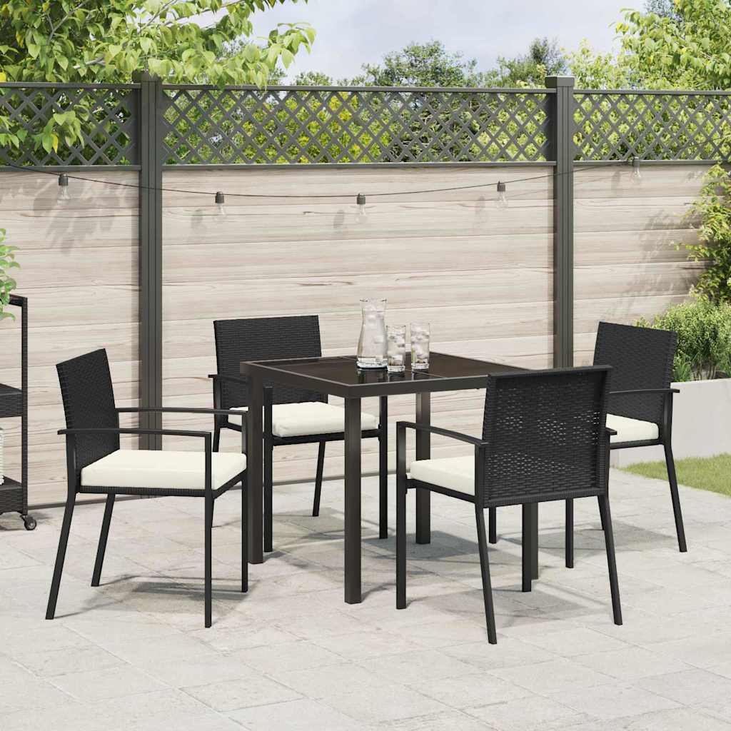 Garden Dining Set 5 pcs Black Poly rattan