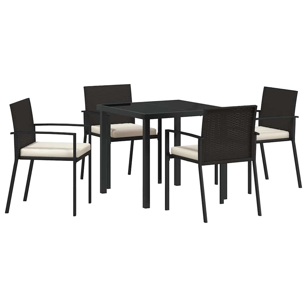 Garden Dining Set 5 pcs Black Poly rattan