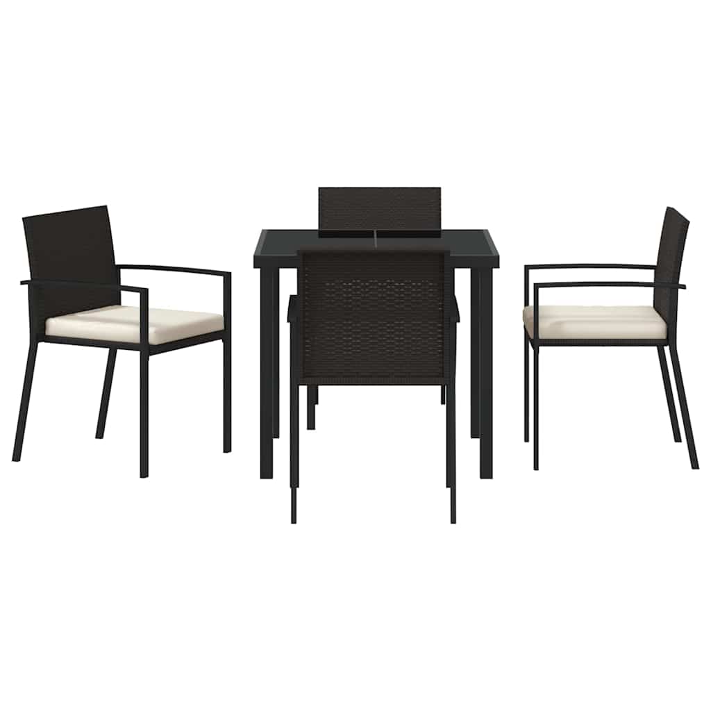 Garden Dining Set 5 pcs Black Poly rattan