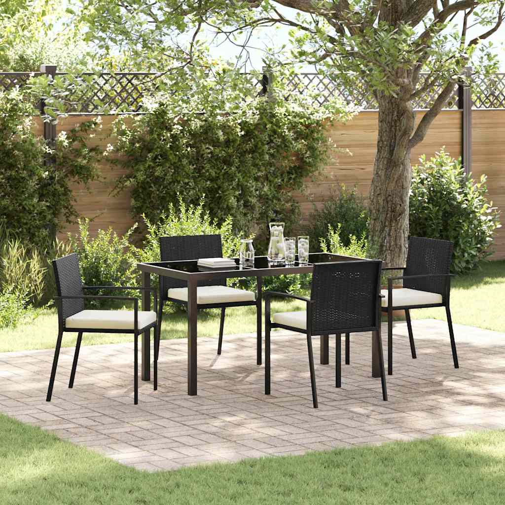 Garden Dining Set 5 pcs Black Poly rattan