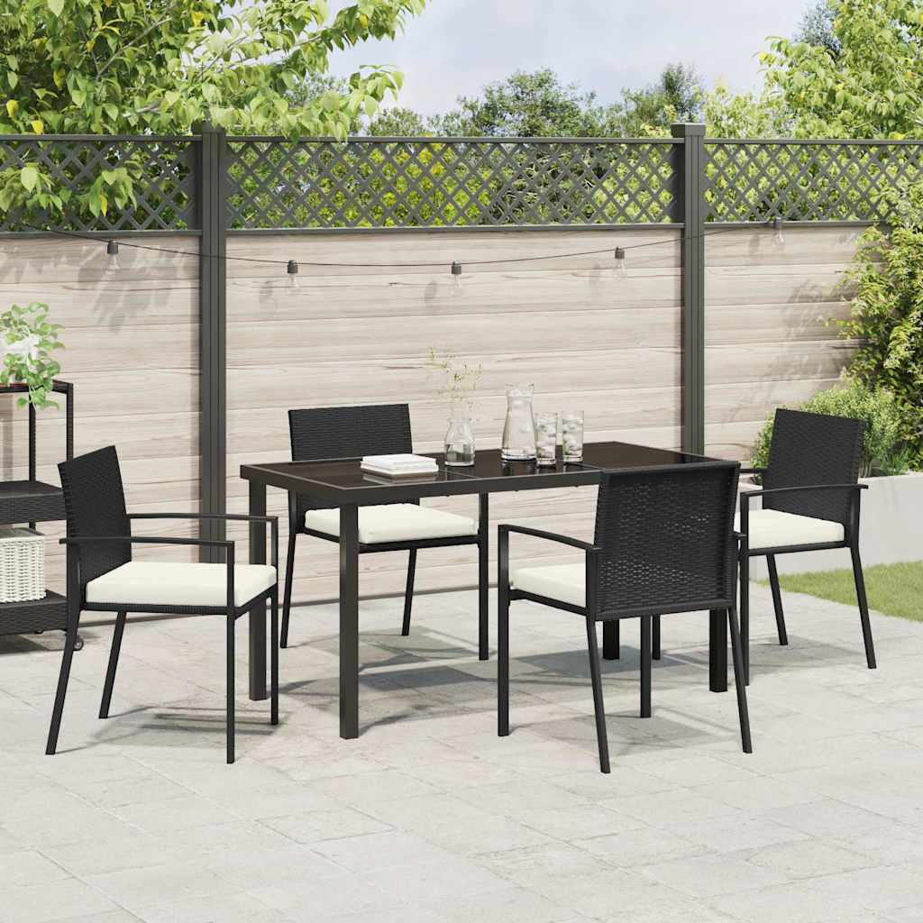 Garden Dining Set 5 pcs Black Poly rattan