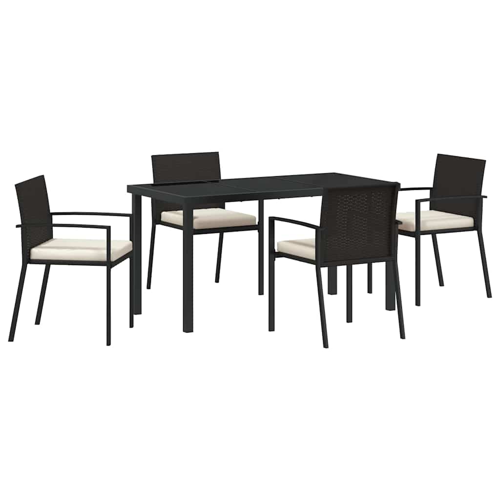 Garden Dining Set 5 pcs Black Poly rattan