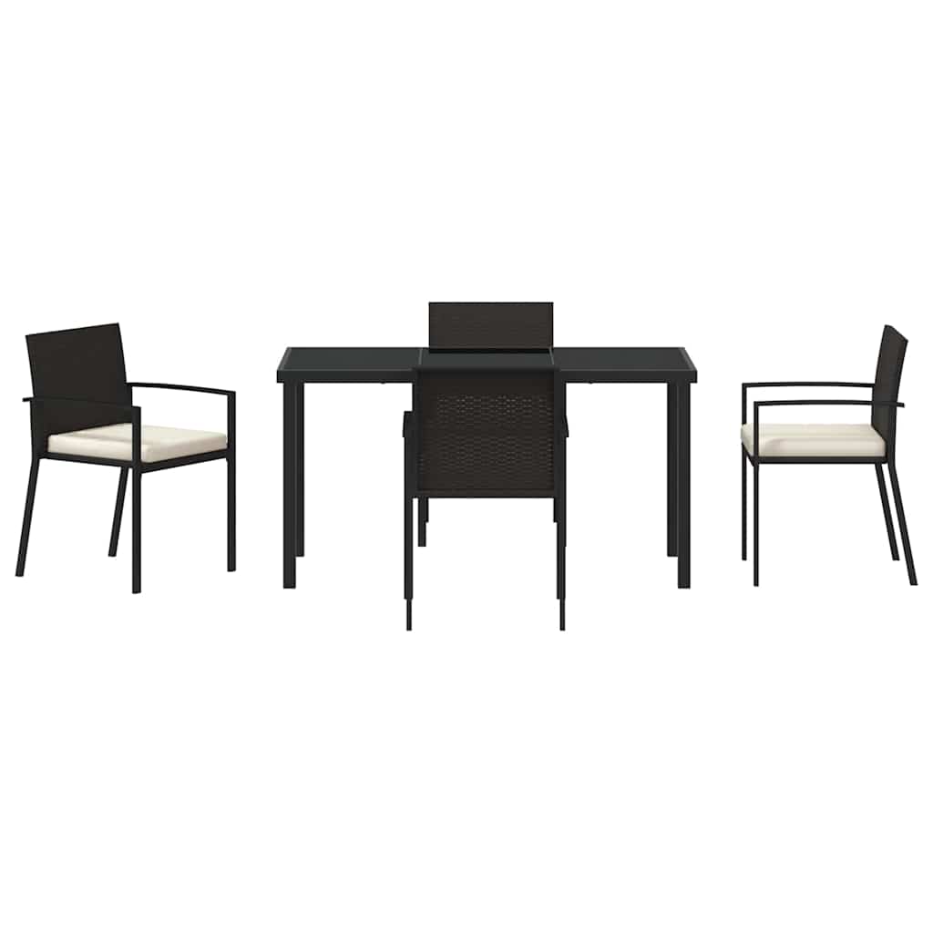 Garden Dining Set 5 pcs Black Poly rattan