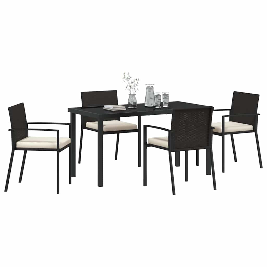 Garden Dining Set 5 pcs Black Poly rattan
