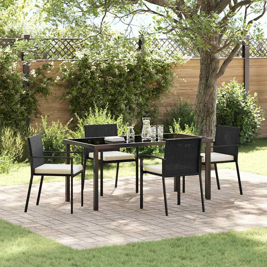 Garden Dining Set 5 pcs Black Poly rattan