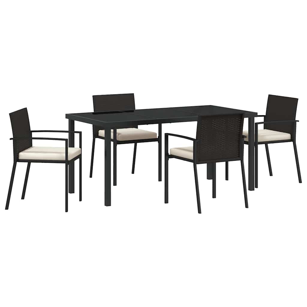 Garden Dining Set 5 pcs Black Poly rattan