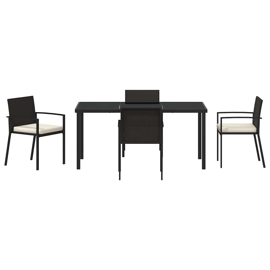 Garden Dining Set 5 pcs Black Poly rattan