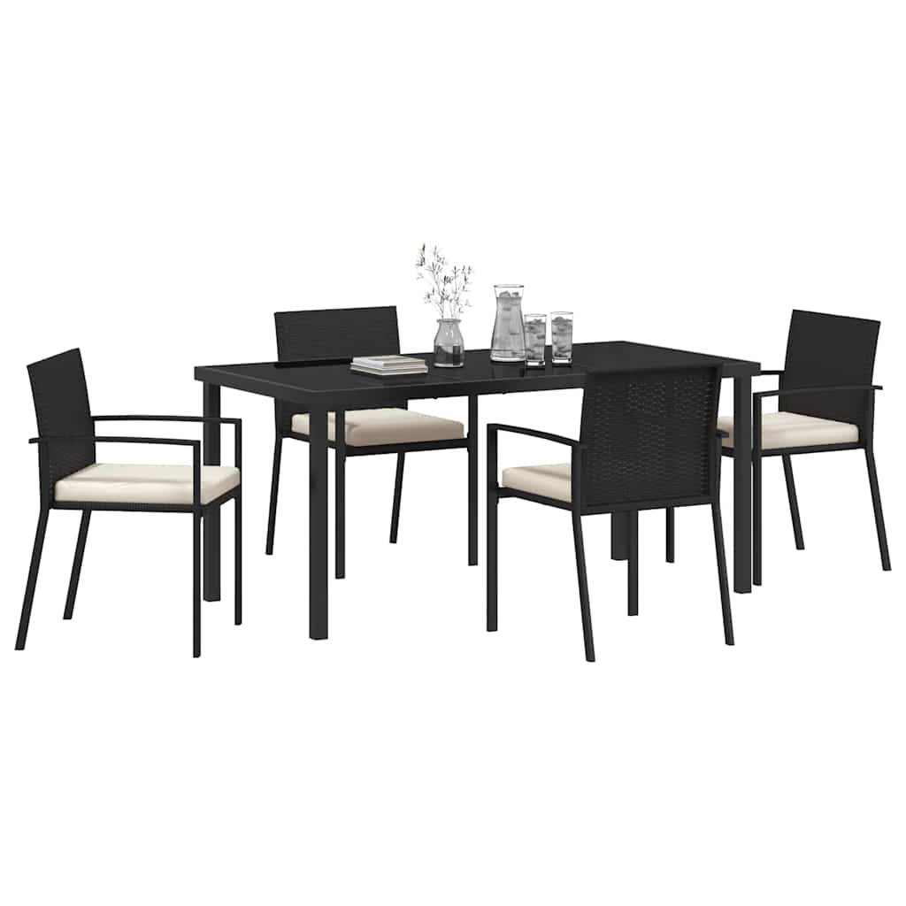Garden Dining Set 5 pcs Black Poly rattan