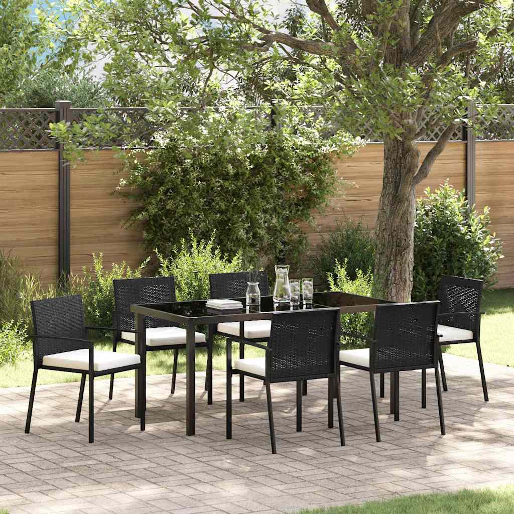 Garden Dining Set 7 pcs Black Poly rattan