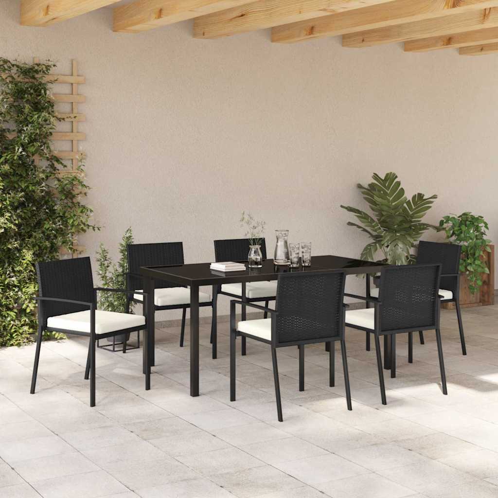 Garden Dining Set 7 pcs Black Poly rattan
