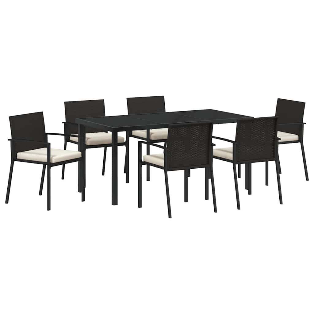 Garden Dining Set 7 pcs Black Poly rattan