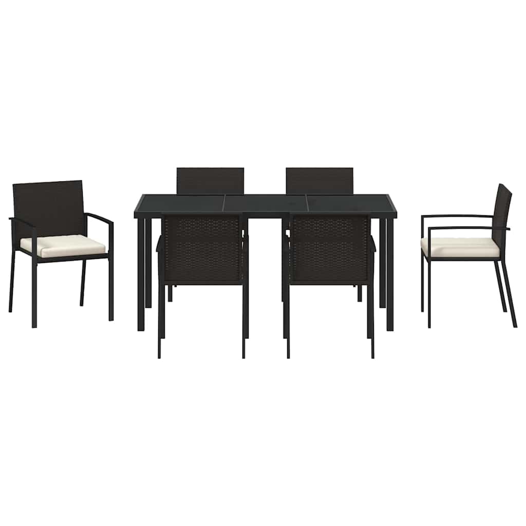 Garden Dining Set 7 pcs Black Poly rattan