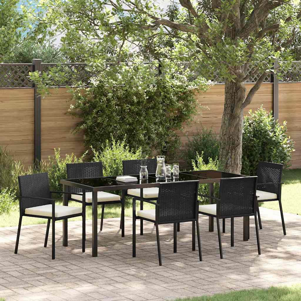Garden Dining Set 7 pcs Black Powder-Coated Steel