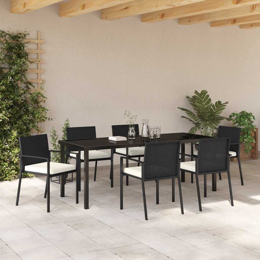 Garden Dining Set 7 pcs Black Powder-Coated Steel