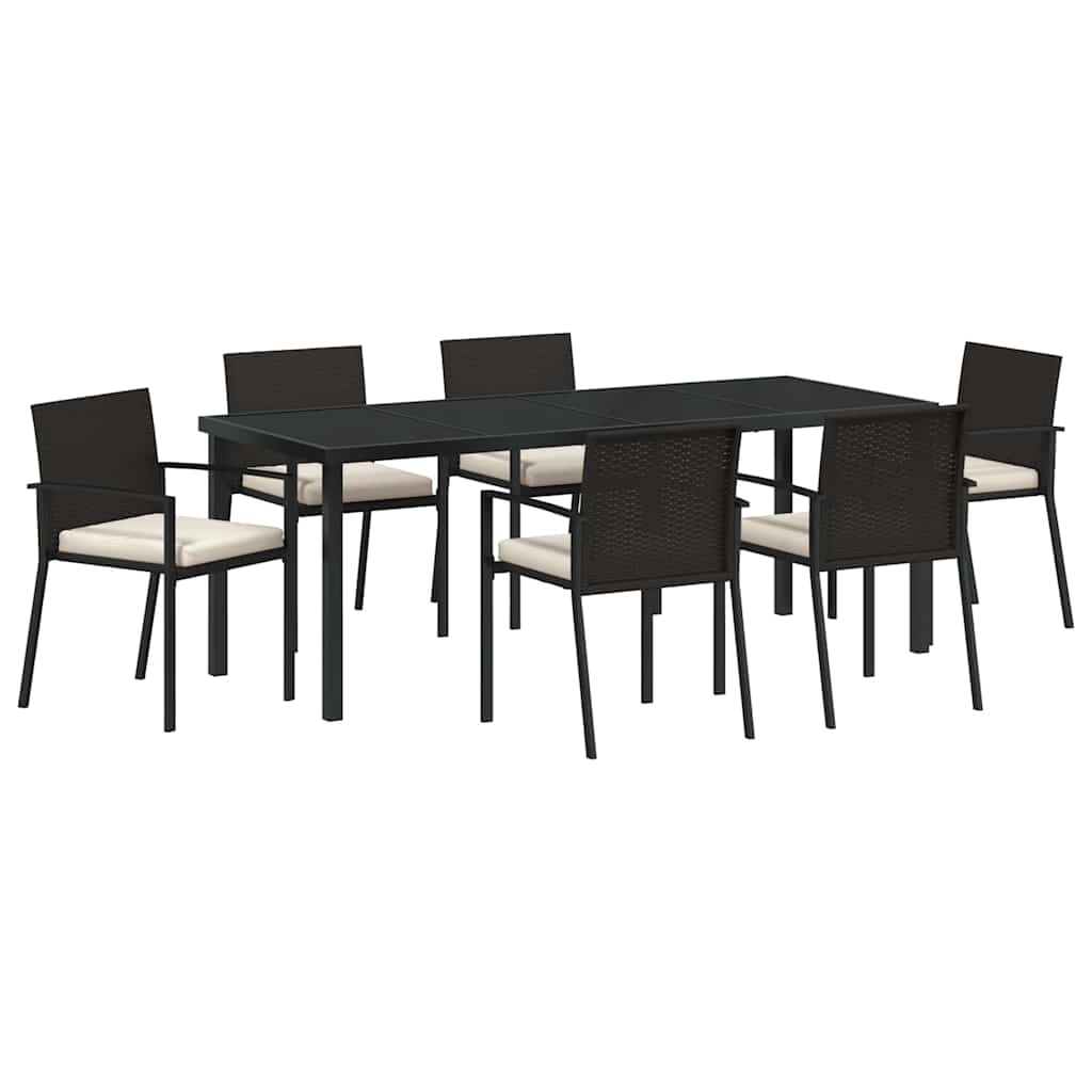 Garden Dining Set 7 pcs Black Powder-Coated Steel