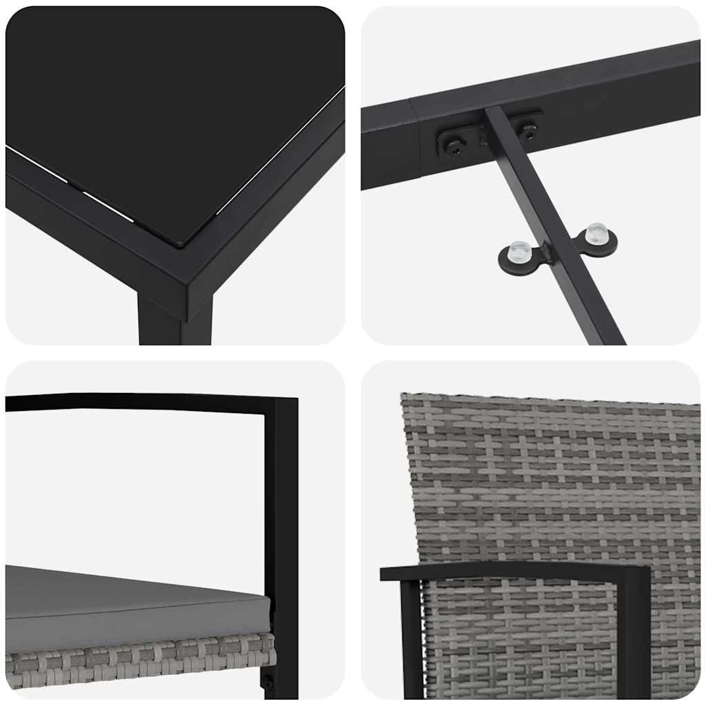 Garden Dining Set 5 pcs Grey Powder-Coated Steel