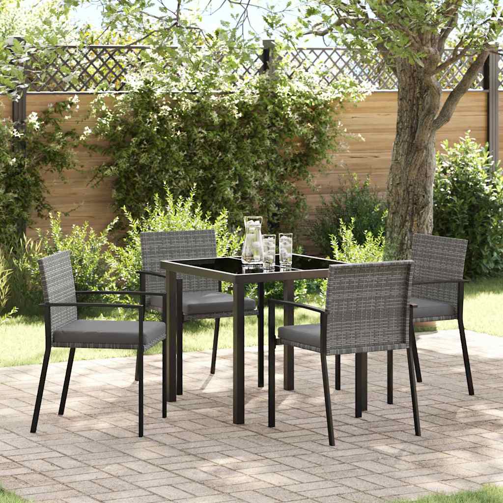 Garden Dining Set 5 pcs Grey Powder-Coated Steel