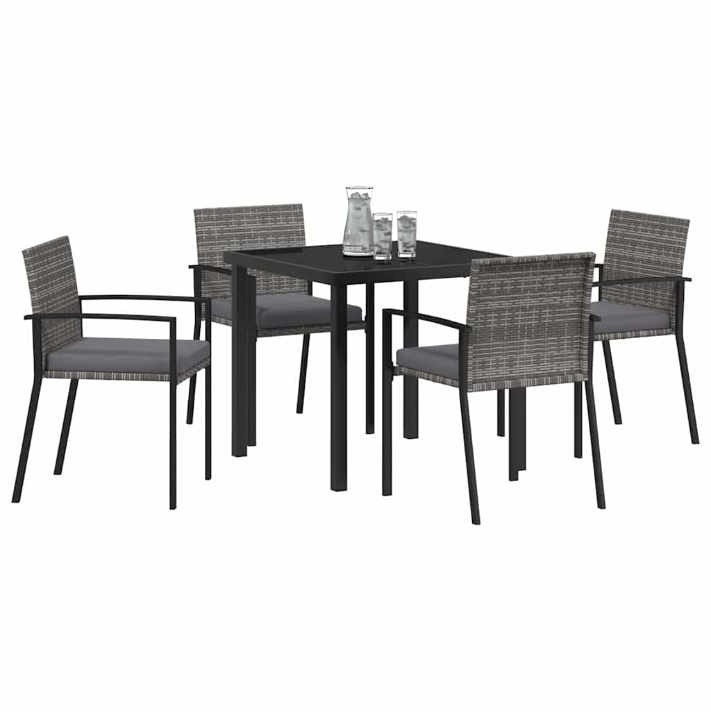 Garden Dining Set 5 pcs Grey Poly rattan