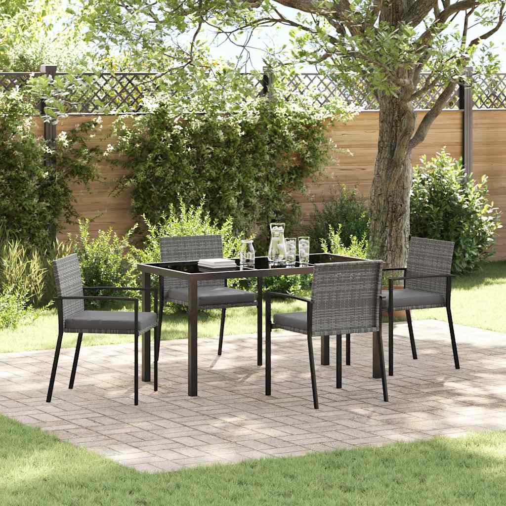 Garden Dining Set 5 pcs Grey Poly rattan